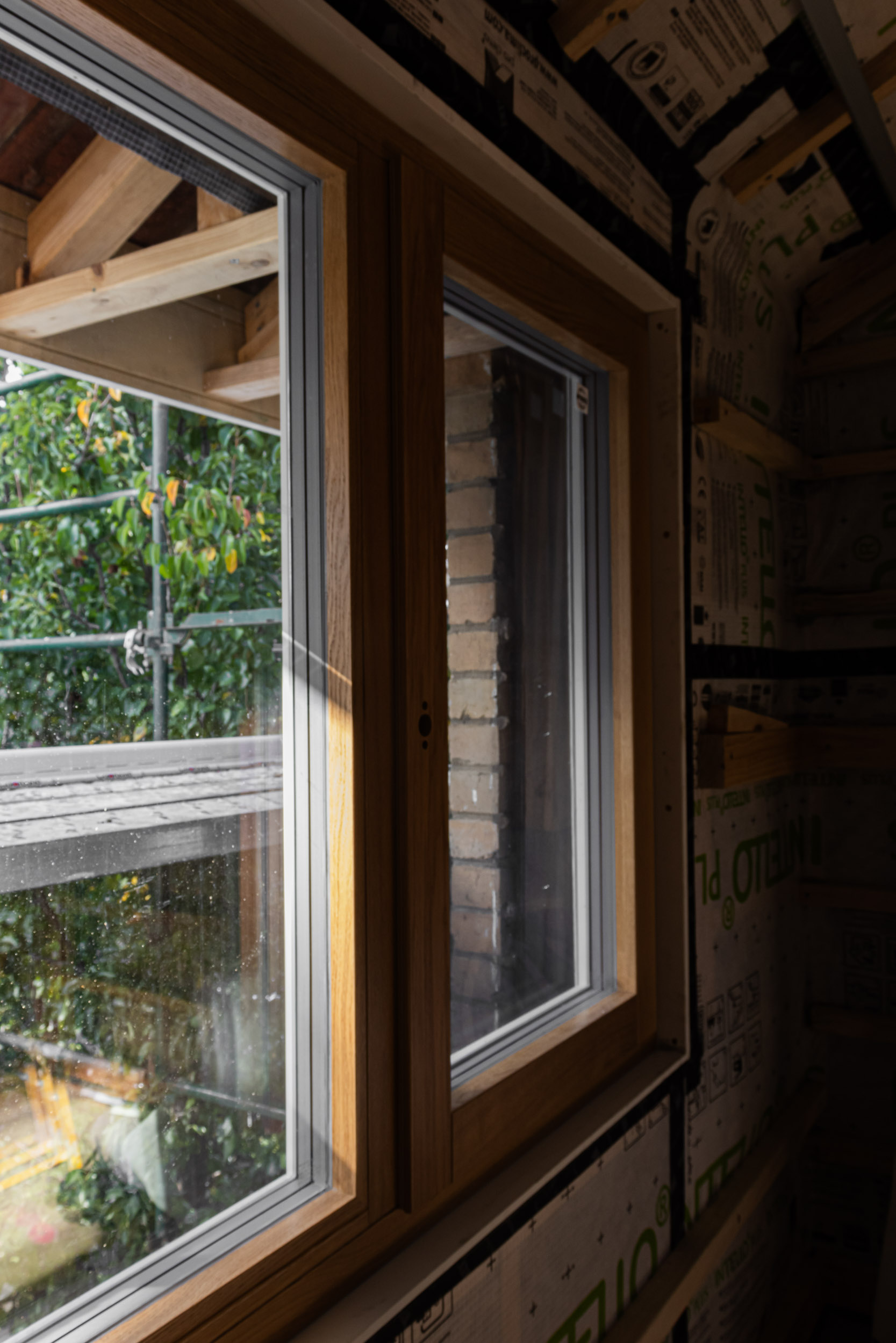 Newly installed triple glazed windows at HONE's Passivhaus project in Fitzroy.